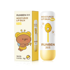 RUNBEN baume lèvres enfant, image d'application en tube pour hydratation durable.