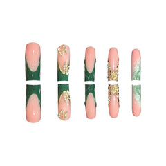 Ongles RUOKEXIN vert doree avec paillettes, style glamour instantané