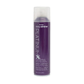 RUSK Deepshine PlatinumX hairspray bottle with a fast-drying, non-stick finish.