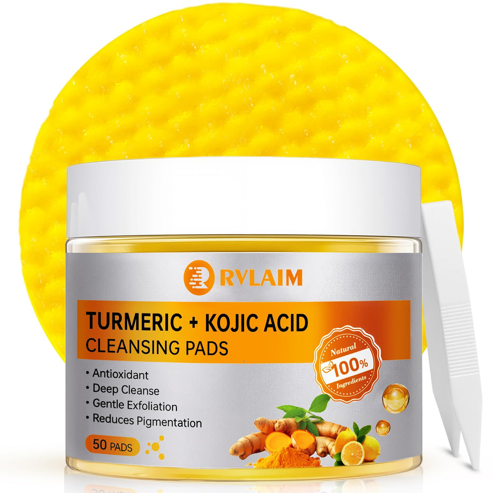 Rvlaim Turmeric Kojic Cleansing Pad closeup showing textured surface for exfoliation