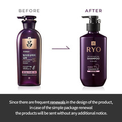 Ryo Hair Strength Expert Care Shampoo label closeup highlighting moisturizing formula for dry scalp.