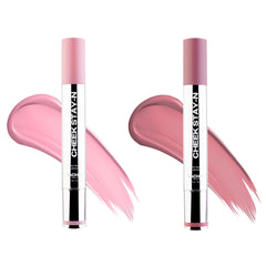 Sacheu Cheek Stay-N Liquid Blush avec applicateur-éponge pour un flush rosé naturel et précis.