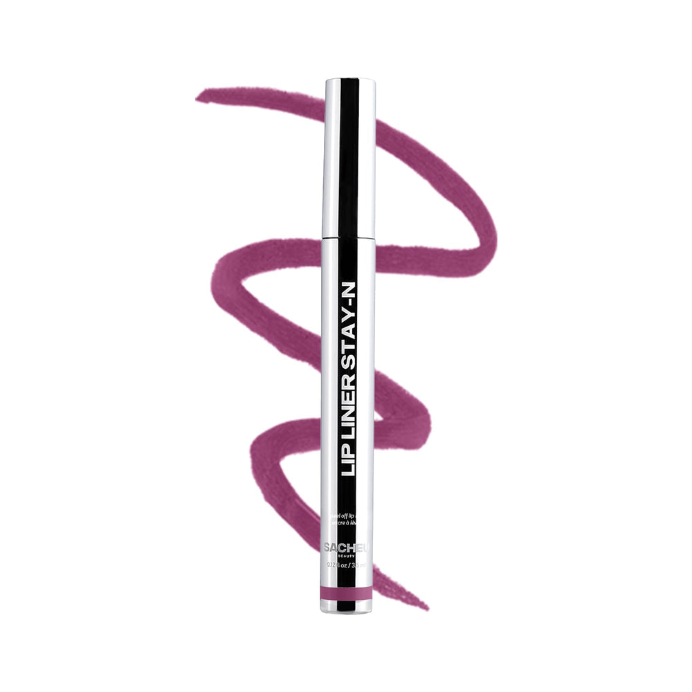Sacheu Lip Liner Stay-N teinte peel-off rouge plum, tenue longue durée.