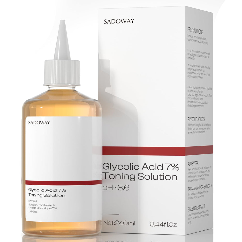 SADOWAY tonique glycolique 7% en flacon, hydratant et exfoliant en douceur.