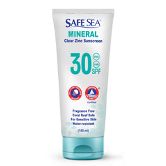 Safe Sea: bouteille de crème solaire zinc pour visage et corps, sans traces blanches.