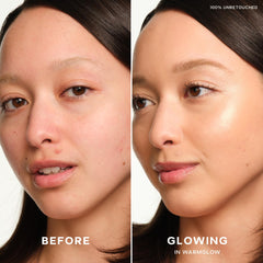 Application sur le visage avec Saie Glowy Super Gel.