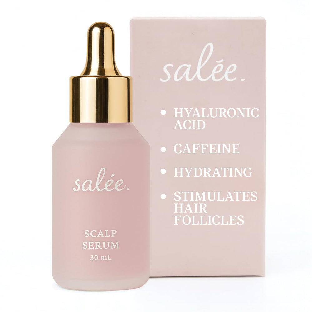 Salee Serum bouteille élégante pour cuir chevelu sec et hydratation durable.