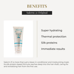 Application sur cheveux secs avec SALERM 21 pour prévenir la casse.