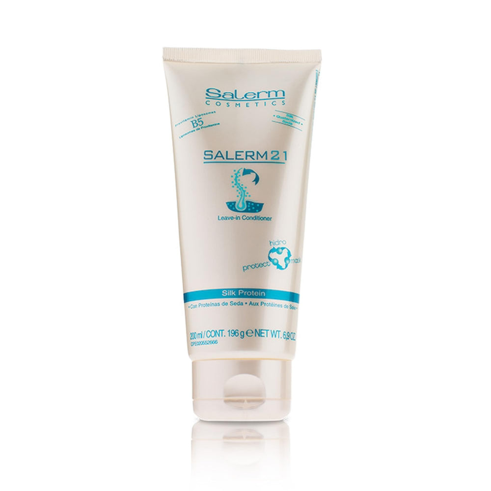 SALERM 21 – Bouteille du conditionneur soyeux offrant hydratation et douceur.