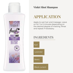 SALERM Biokera Fresh Violet, ingrédients naturels tels que açai et lavande pour les cheveux.