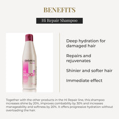 SALERM Hi Repair Shampoo: la mousse suggère une texture riche et légère.