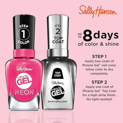 Sally Hansen Miracle Gel, couche superieure, fini brillant durable.