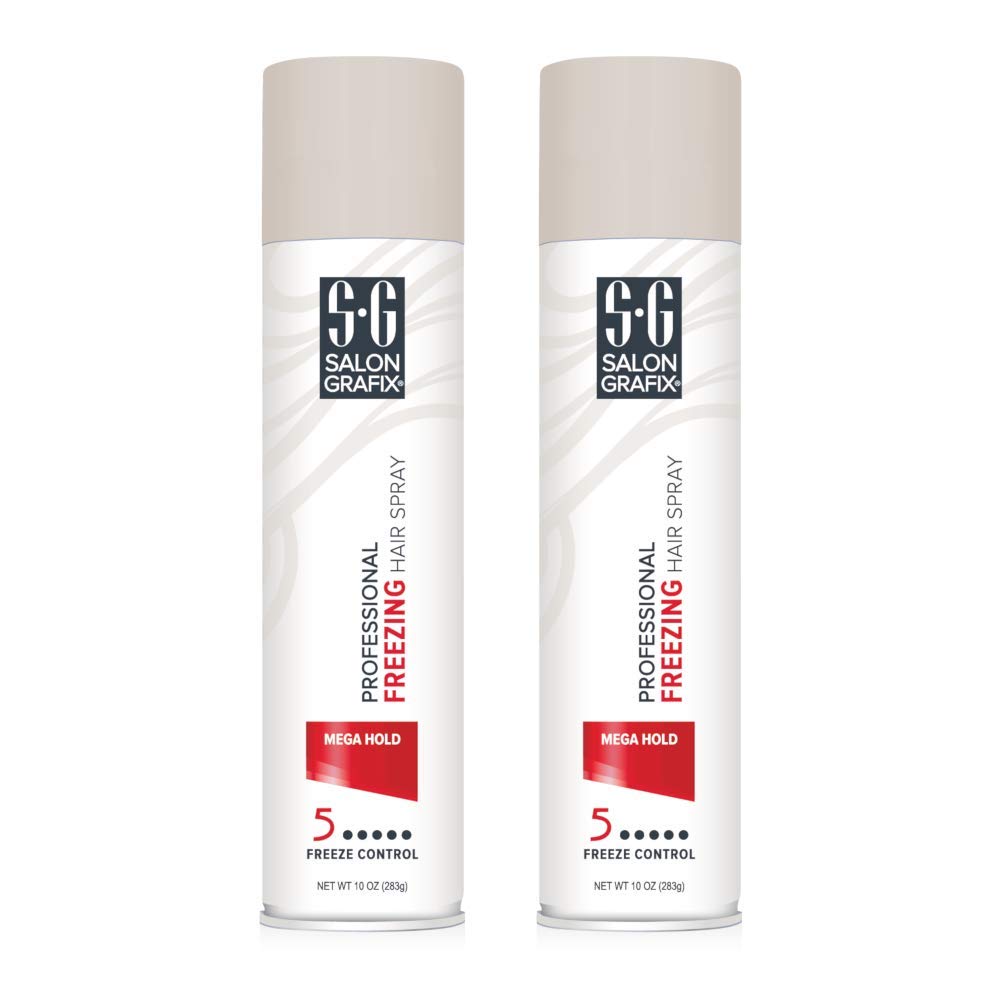Salon Grafix Freezing Mega Hold 10oz bottle for dramatic styling and quick-dry performance.