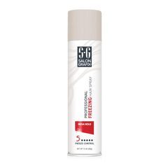 Salon Grafix Freezing Mega Hold spray in action supports strong hold and volume.