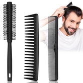 SALON SILK Ensemble 3 peignes pour hommes, dents fines pour un coiffage précis.