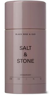Salt & Stone déodorant naturel en bouteille noire, protection durable toute la journée.