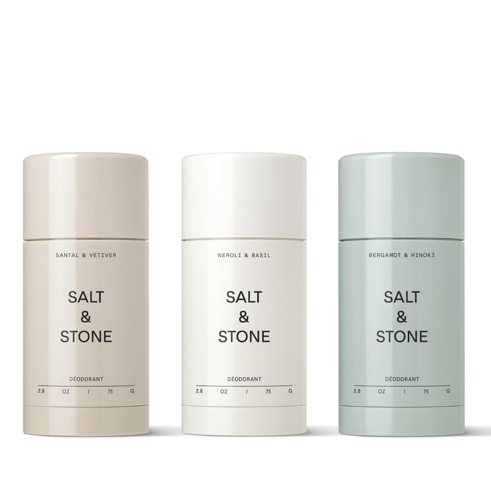 Salt & Stone déodorant sans aluminium, bouteille élégante pour une utilisation quotidienne.