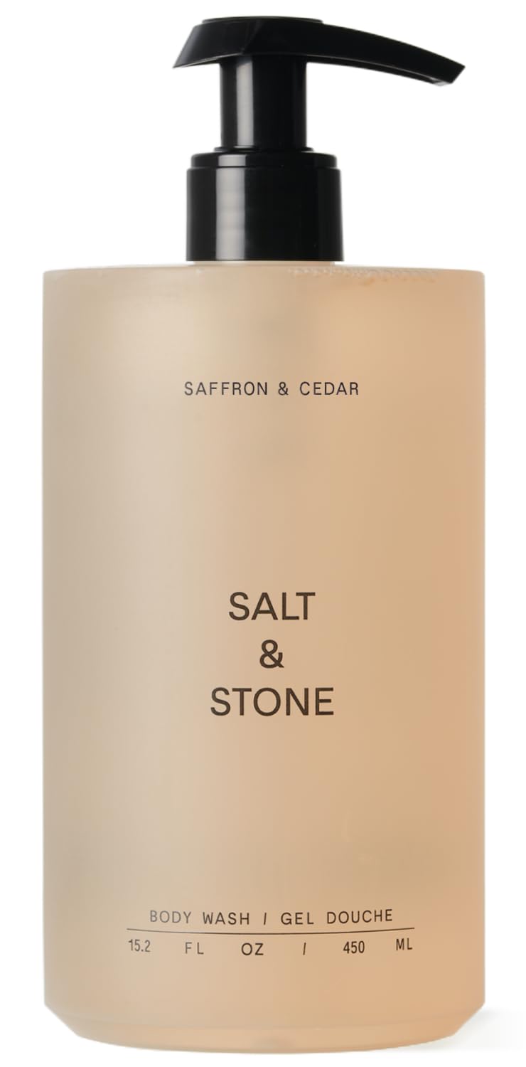 Salt & Stone : gel douche en bouteille pour antioxydants et hydratation.