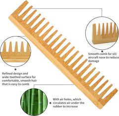Saltrad peigne-bambou-dents-larges démêlage facile des cheveux