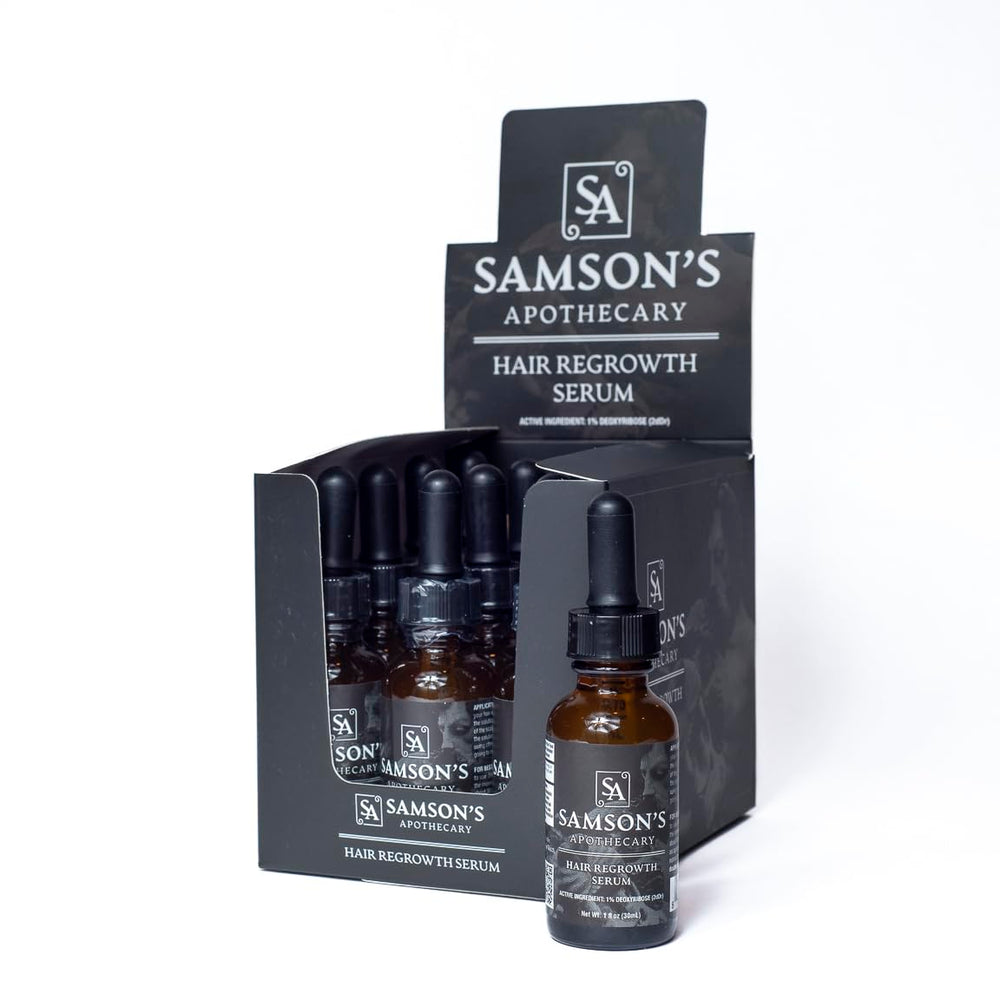Sérum Samson's Apothecary dans sa bouteille 30 ml, pratique pour une application précise.