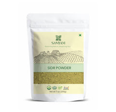 SAMYAM poudre sidr-jujubier dans flacon: nettoyage naturel pour cheveux et peau.