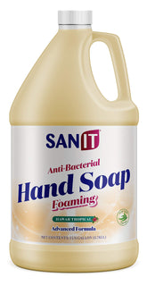 Savon Sanit antibactérien en flacon, mousse riche pour peau propre et douce.