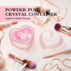 sansaieco pot poudre cristal avec étui: accessoire de vanity chic et pratique.