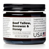 Santa Cruz Paleo beef tallow honey moisturizer in a jar for daily facial hydration.
