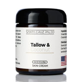 Santa Cruz Paleo suet tallow coconut moisturizer jar close-up, unscented formula for sensitive skin