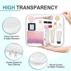 Étui moyen transparent Sanwuta, idéal pour cosmétiques et petits objets.