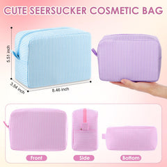 Pochette cosmétique Sanwuta grand format en seersucker idéale pour kit beauté.