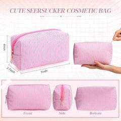 Trousse cosmétique rayée rose Sanwuta, idéale pour le voyage et le rangement
