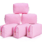 Trousse Sanwuta seersucker rose, ensemble pratique pour le maquillage quotidien