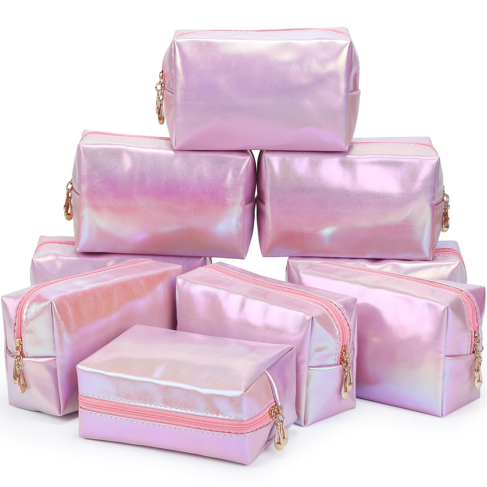 Sanwuta trousse maquillage rose laser ensemble 9 pièces, rangement pratique.