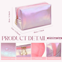 Sanwuta trousse maquillage rose laser avec fermeture double zip idéale voyage.