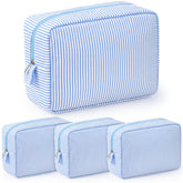 Trousse maquillage Sanwuta seersucker bleu clair pour un rangement élégant en voyage.