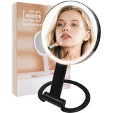 Miroir SANYCASA double-face avec grossissement 10x pour retouches précises.