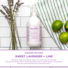 Sapadilla Mains: lavande et citron vert, packaging écoresponsable, parfum apaisant et frais.