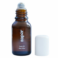 Sapér huile ricin roll-on bouteille verre: application propre et ciblée sur les cils.