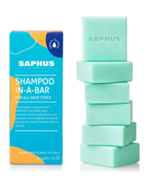 SAPHUS barre-shampooing antipelliculaire bleu pour cuir chevelu propre et frais