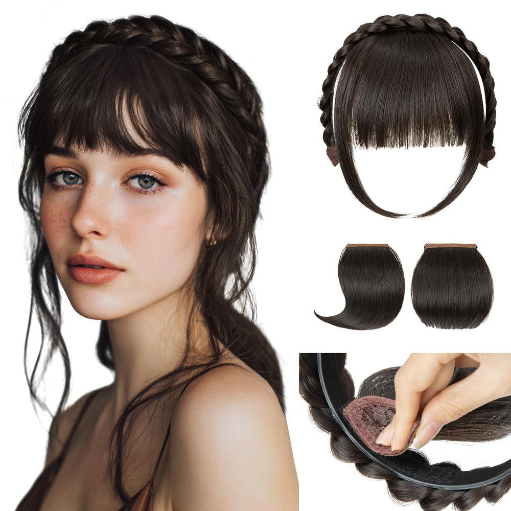 SARLA bandeau tressé avec franges détachables, look chic et rapide.