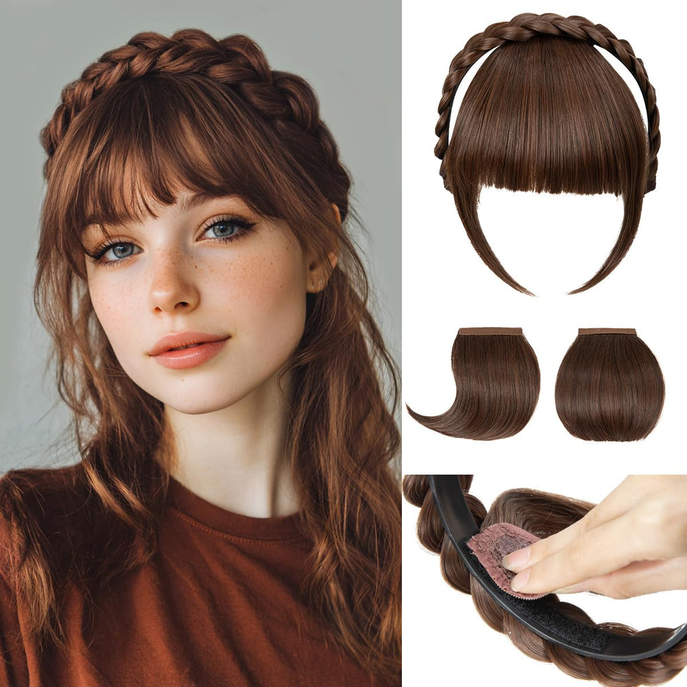 SARLA bandeau tressé chocolat amovible pour un look chic prêt-à-porter
