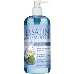 SATIN SMOOTH Nettoyant Pré-Épilation, image de la bouteille prête à l'utilisation pour une peau propre.