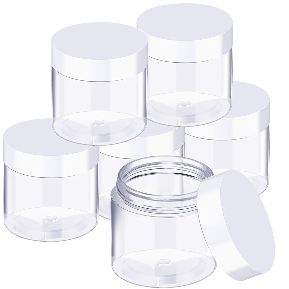 SATINIOR ensemble 6 bocaux plastique à bouche large avec couvercles, rangement cosmétique pratique.