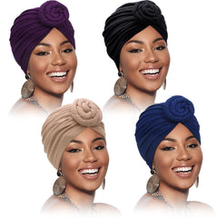 SATINIOR turban pré-lié violet – allure chic et facile à porter.
