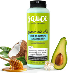 SAUCE BEAUTY Guacamole Whip Conditioner, bouteille pratique pour hydratation quotidienne.