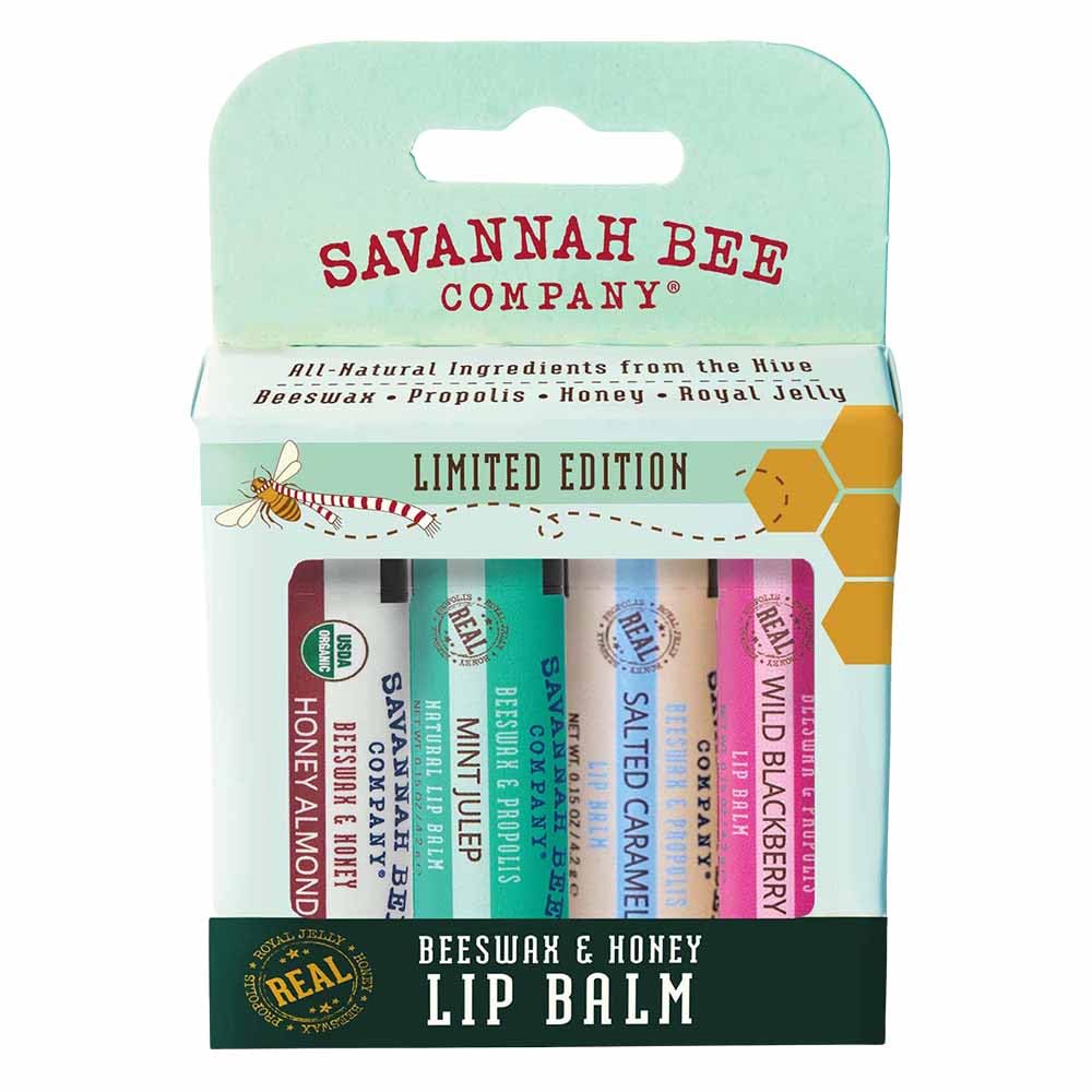 Savannah Bee Collection Lip Balm emballage suspendu prêt pour Noël