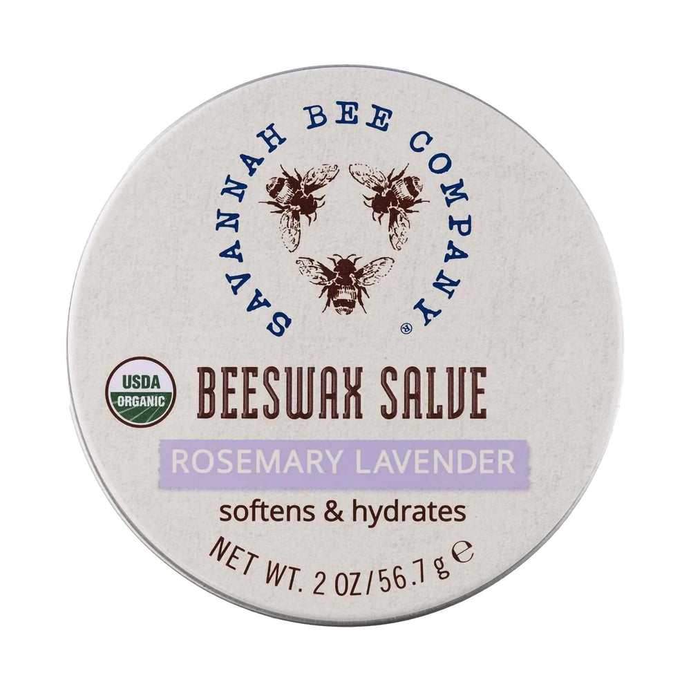 Savannah Bee Company baume cire d’abeille en boîte, parfum romarin-lavande, hydratation profonde