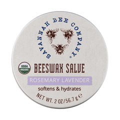 Savannah Bee Company baume cire d’abeille en boîte, parfum romarin-lavande, hydratation profonde