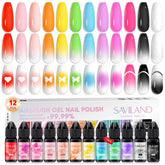 SAVILAND Gel Vernis Aérographe – photo produit, montre les 12 couleurs pour des designs variés et vibrants.